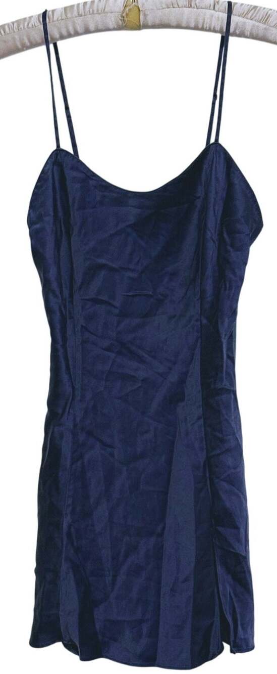 Y2K Victorias Secret Womens Satin Slip Dress M Navy Blue Dark Feminine Romantic